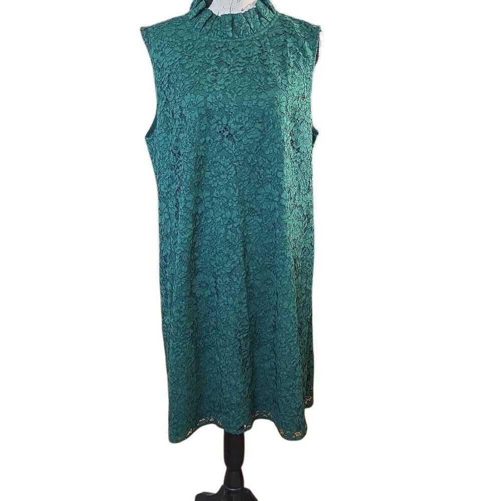 Draper James Women's Size XL Green Lace Lindsay Sleeveless Shift Mini Dress